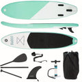 10FT Inflatable Surfboard Stand Up Paddleboard SUP Paddle Board with Kayak Paddle Hand Pump Carry Bag Green