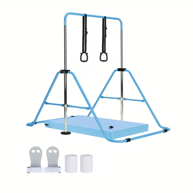 Gymnastics Bar Adjustable Gymnastics Bar Training Bar Gymnastics Equipment Gymnastics Bars for Home with Gymnastics Grips Wristbands Ground Nail Exercise Mat