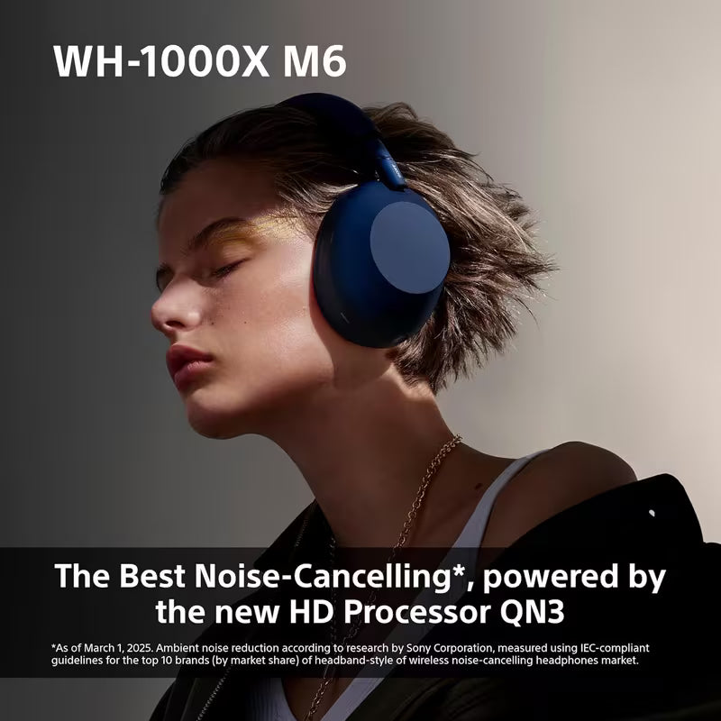 Sony WH-1000XM6 Flagship Noise Cancelling Over-Ear Wireless Bluetooth Headphones, Signature Hi-Res Sound, Ultimate Comfort, Foldable Design, Durable Case, 30 HR Battery, iOS & Android - Black