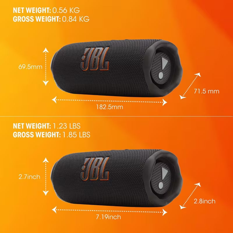 JBL Flip 7, Wireless Portable Bluetooth Speaker, 16 Hours of Playtime, IP68 Waterproof, Dustproof and Drop-Proof, Pro Sound, Auracast Multi-Speaker Connection - Available in BLACK / BLUE / PINK / PURPLE / RED / SQUAD / WHITE