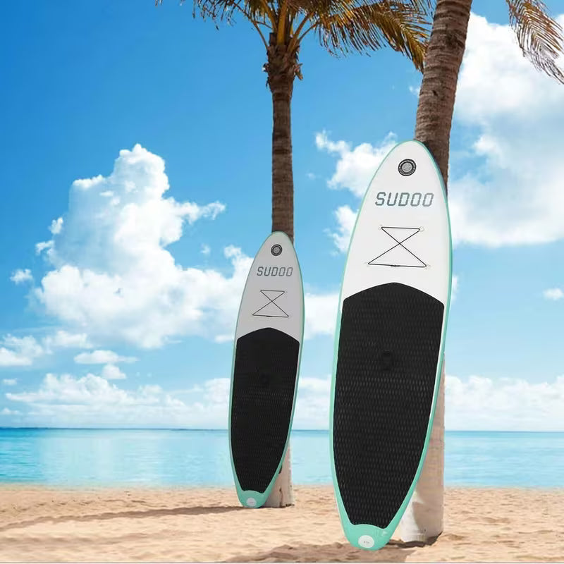 10FT Inflatable Surfboard Stand Up Paddleboard SUP Paddle Board with Kayak Paddle Hand Pump Carry Bag Green