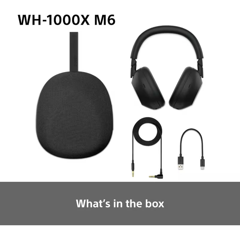 Sony WH-1000XM6 Flagship Noise Cancelling Over-Ear Wireless Bluetooth Headphones, Signature Hi-Res Sound, Ultimate Comfort, Foldable Design, Durable Case, 30 HR Battery, iOS & Android - Black