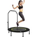 40 inch Foldable Fitness Trampoline Max Load 400lbs Foldable Exercise Rebounder with 5 level Adjustable Handrail Indoor Outdoor Fitness Body Exercise