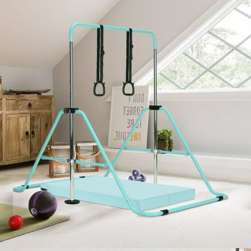 Gymnastics Bar Adjustable Gymnastics Bar Training Bar Gymnastics Equipment Gymnastics Bars for Home with Gymnastics Grips Wristbands Ground Nail Exercise Mat