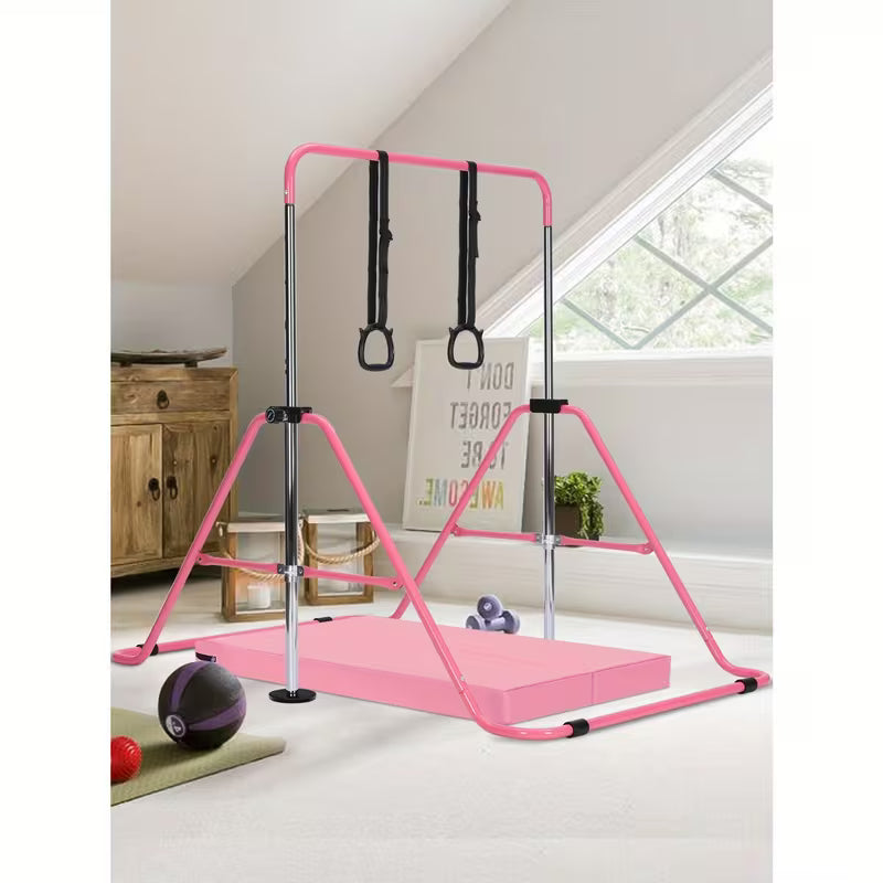 Gymnastics Bar Adjustable Gymnastics Bar Training Bar Gymnastics Equipment Gymnastics Bars for Home with Gymnastics Grips Wristbands Ground Nail Exercise Mat