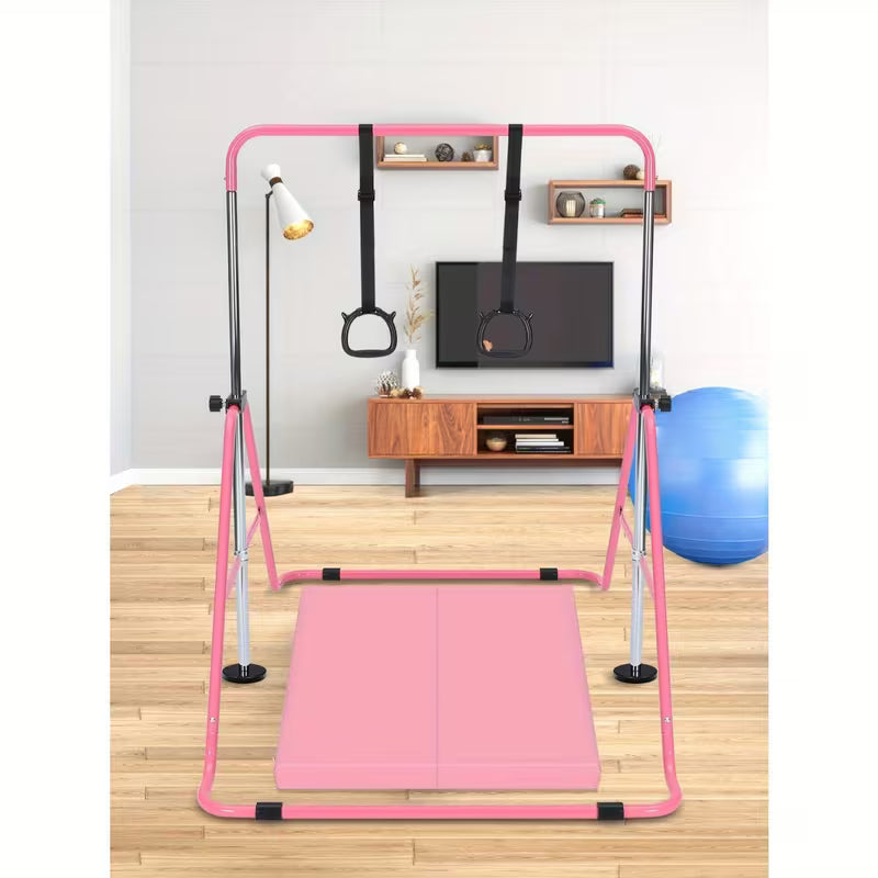 Gymnastics Bar Adjustable Gymnastics Bar Training Bar Gymnastics Equipment Gymnastics Bars for Home with Gymnastics Grips Wristbands Ground Nail Exercise Mat